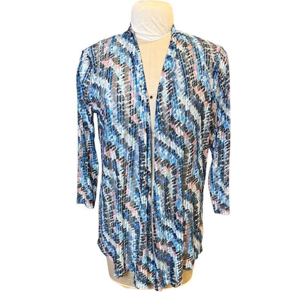 Kasper Open Front Sheer 3/4 Sleeve Cardigan/Jacket Large